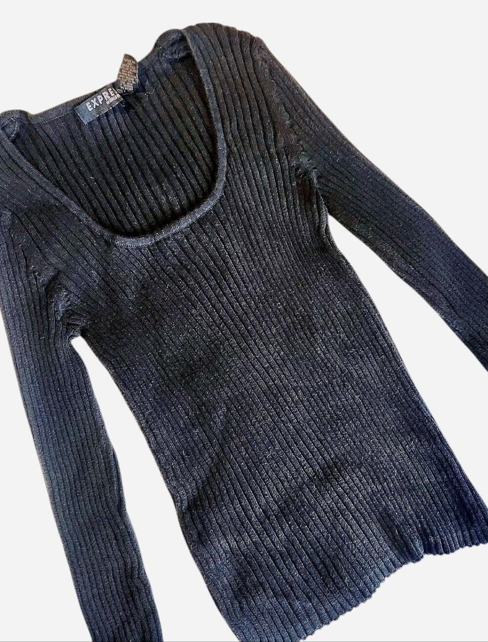 Express Ribbed Scoop Neck Cotton Sweater